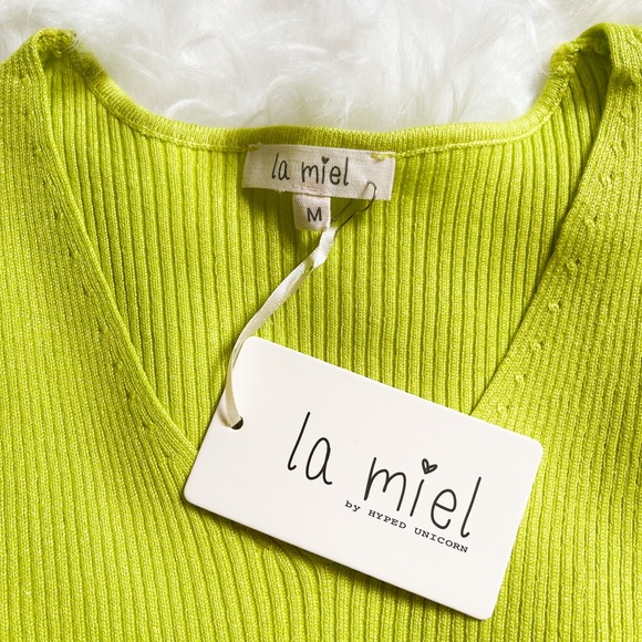 Lime Green V-neck Sweater NWT - Picture 8 of 9